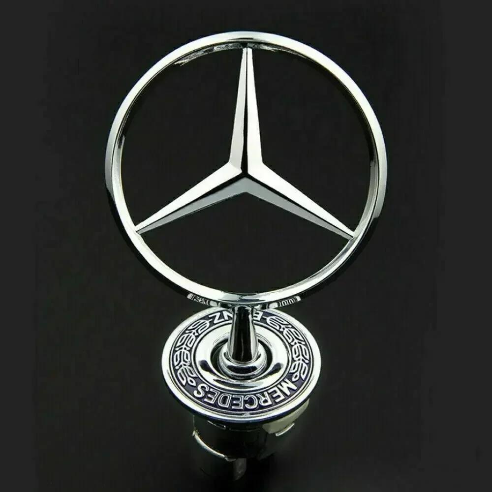 44mm 3D Metal Chrome Black Car Front Hood Emblem Bonnet Logo For Mercedes Benz C E S Class W204 W212 W220 W210 W221 Accessories FU3