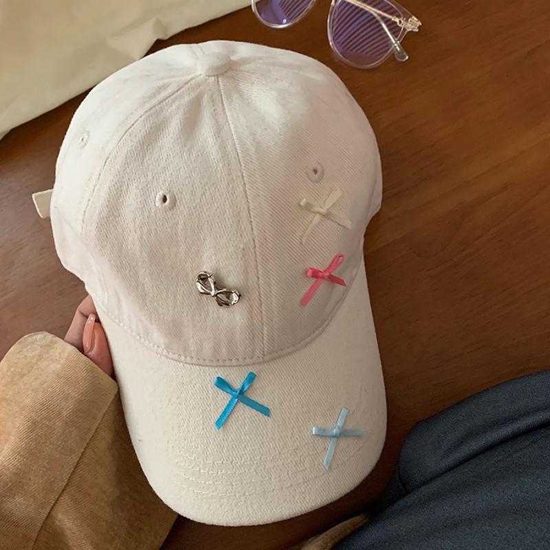 

Корейская бейсболка Ins для женщин Y2K для девочек, цветная кепка с бантом, летняя регулируемая хлопковая шляпа от солнца для женщин, шляпы для пап Adjustable