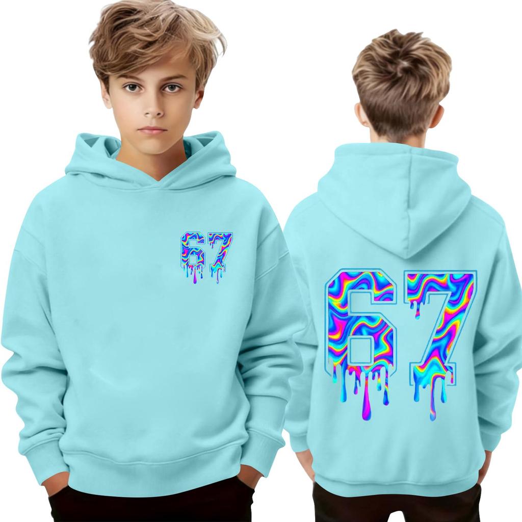 Kinder Langarm Lockerer Pullover Buchstabenaufdruck Kordelzug Kapuzen-Sweatshirt