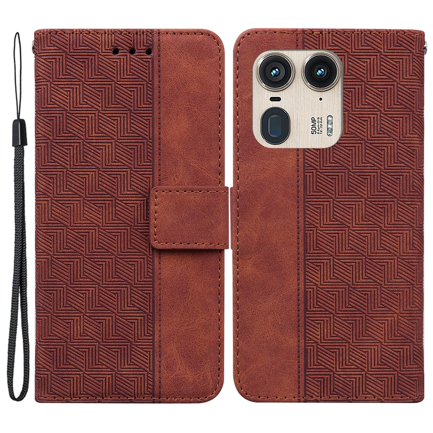 

For Motorola Edge 50 Ultra 5G/Moto X50 Ultra 5G Stand Mobile Phone Case PU Leather Wallet Phone Cover with Imprinted Pattern Brown