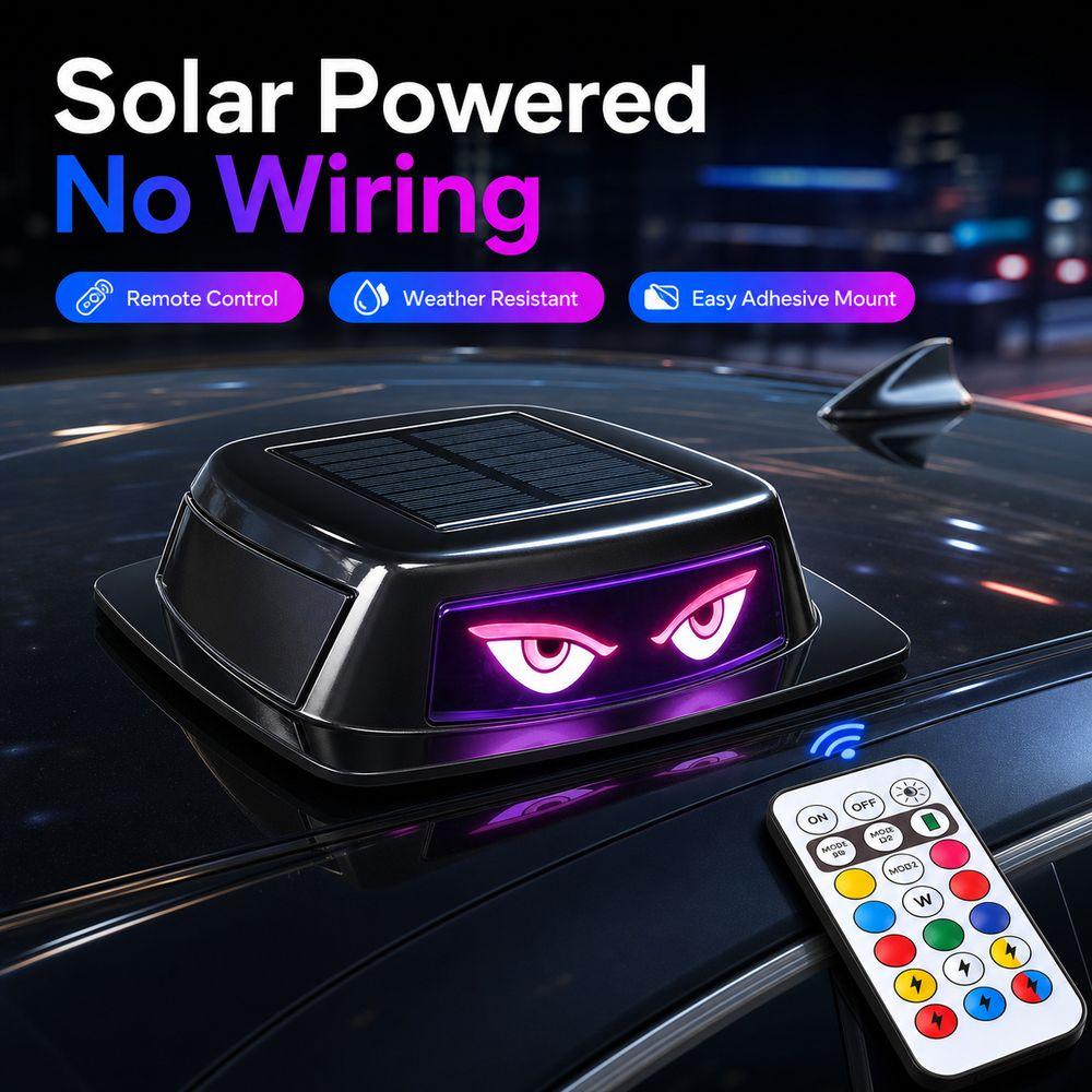 Solar Powered Eye of the Demon Roof Decorative Light LED Roof Light Vehicle Accessories
