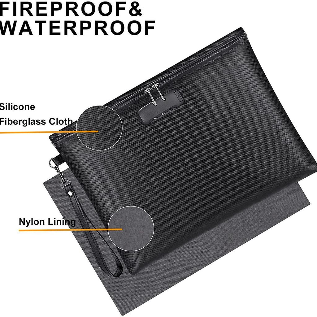 Fireproof Silicone Document Storage Bag with Zipper