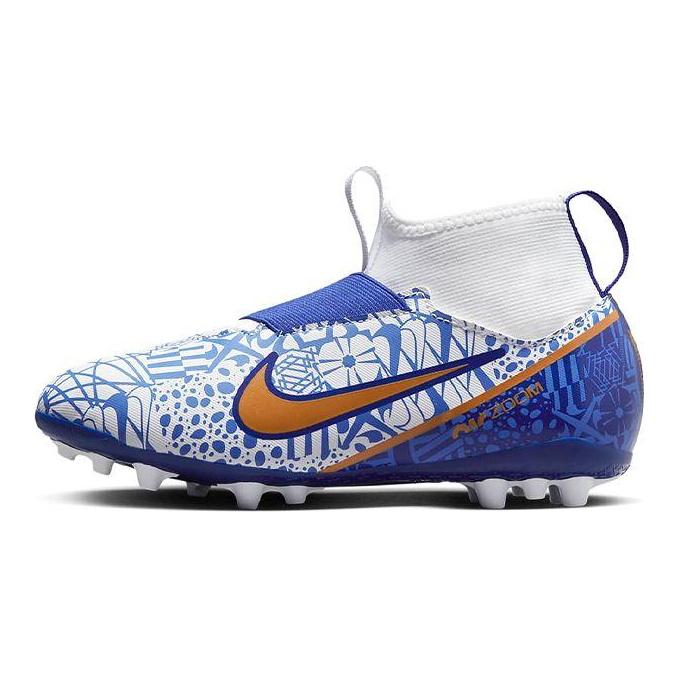 Nike Mercurial Superfly 9 Jr Zoom Assassin 15 Academy CR7 AG Artificial Ground Cushioning Mid-Top Soccer Shoes Kids Soccer Shoes Blue White DQ5322-182