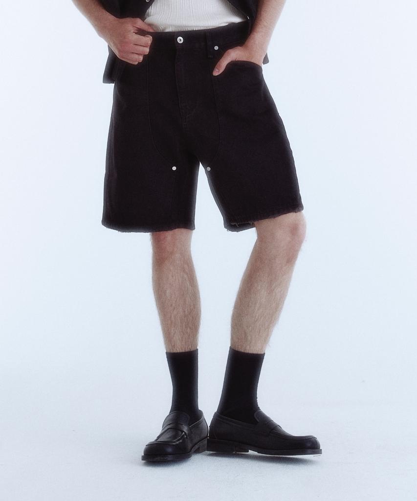 KINETO Double Knee Carpenter Denim Shorts_Black