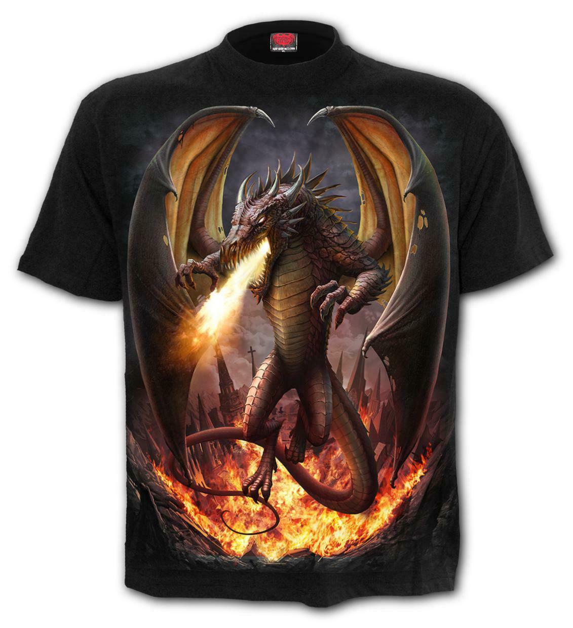 SPIRAL DIRECT DRACO UNLEASHED T-shirt Biker Skull Wings Dragon Mournful SXXL S