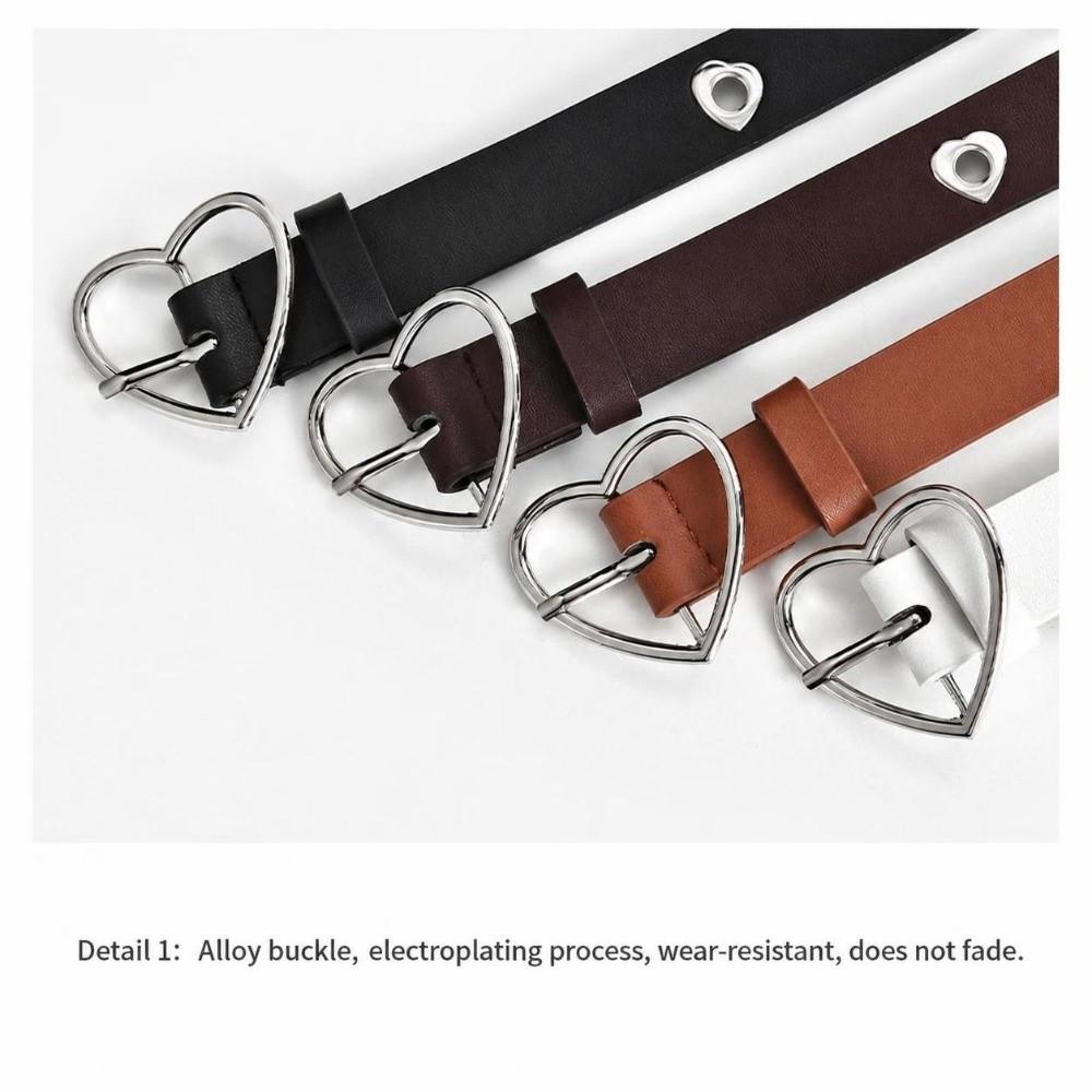 Hollow Heart Eyelet Faux Leather Belt Versatile Fashion Waist Belt Heart Buckle Belt  For Women