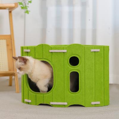 BOOTEELY Mehrschichtiges Katzenhaus für Wohnungskatzen Klettergerüst für Haustiere Integrierter Kratzbaum Doppelschichtige Kratzmatte