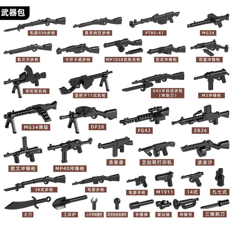 Doll Scene With Anti-Aircraft Maxine Anti-Aircraft Heavy Machine Gun Mortar Assembly Building Block