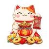 Festive Beckoning Cat Rotating Magnet for New Year - Wealth & Luck Decorative Sticker
