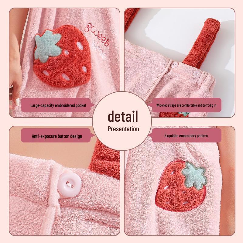 Women's Coral Fleece Absorbent Strapless Bath Robe