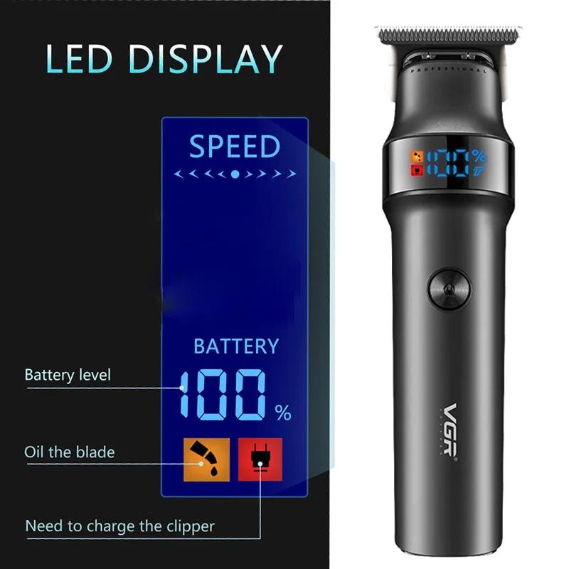 Original VGR V-987 Professioneller Bart- und Haarschneider für Männer Elektrischer Haarschneider Wasserdichter Gesichts-Trimmer Haarschneidemaschine mit LED-Digitalanzeige