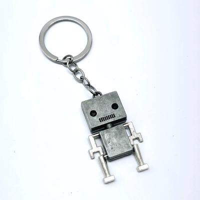 Cute Robot Doll Bag Keychain Friendship Couple Key Holder Silver