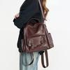 Women's Retro British Style Backpack Simple Fashion Travel Shoulder Bag PU Material Street Trend Zipper Opening Daily Match