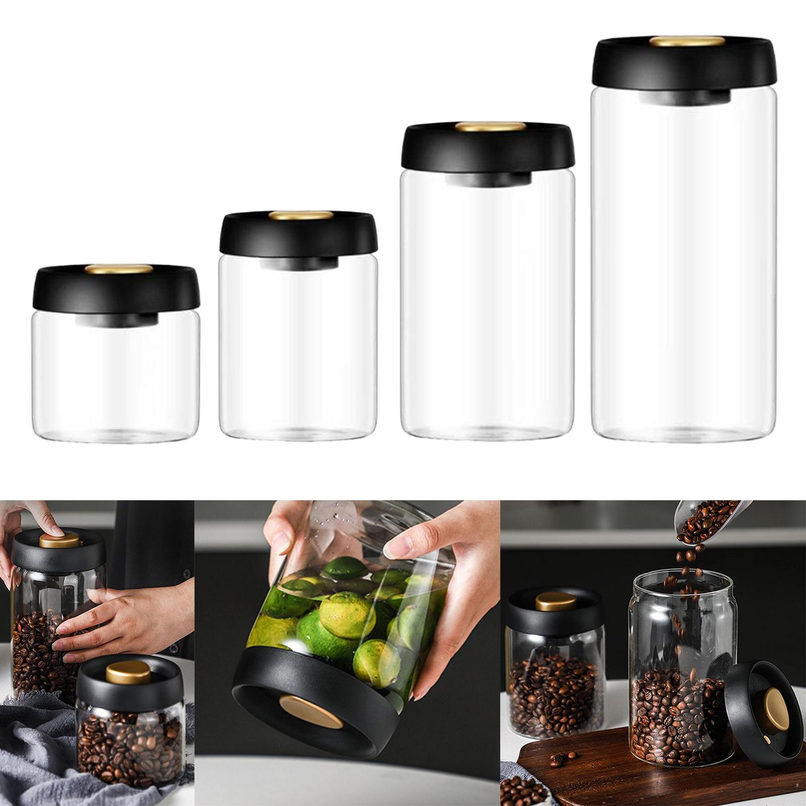 Transparent Glass Vacuum Food Storage Canister Sugar Candy Cereal Storage Cans 500ml