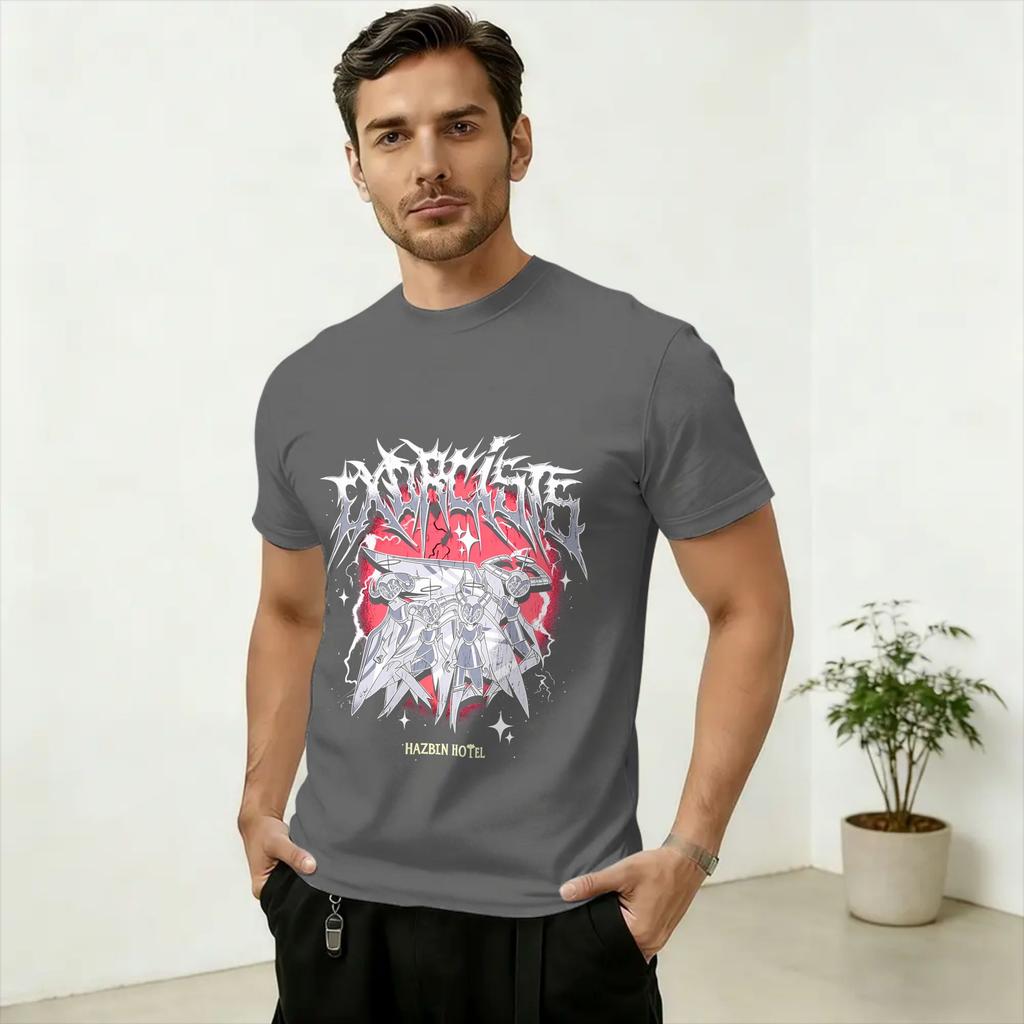 Hazbins Hoteling Vox Solo Metal Cotton T-Shirt For Unisex Summer Y2K Funny T Shirts O-Neck Hippie Tee Shirt Big Size Tops