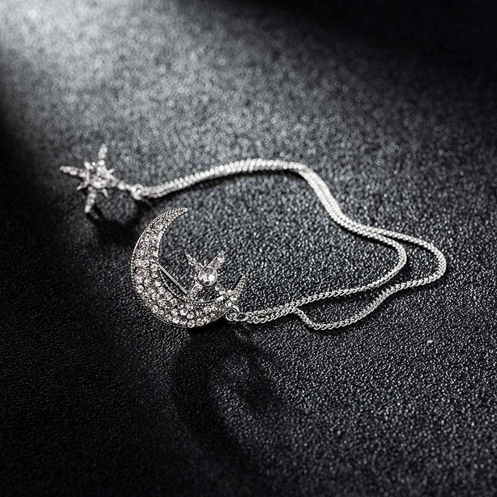 Shirt Brooch Badge Tassel Chains Women Brooches Chain Brooches Pins Star Moon Brooch Korean Style