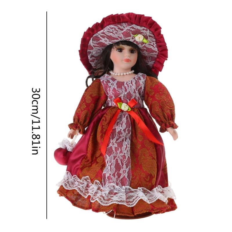 Collectible Victorian Doll Porcelain Doll Ceramic Female Doll Delicate Realistic Doll Desk Display Centerpieces