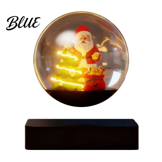 Unique Winter Seasonal Display Magnetic Levitating Santa Claus Tree Ornament with LED Light, Lighted Rotating Floating Creative Christmas Party