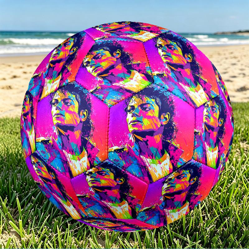 Michael Jackson Print Size 5 Soccer Ball, PU Wear Resistant Football for Match Training and Daily Practice, Birthday Gift for Soccer Fans