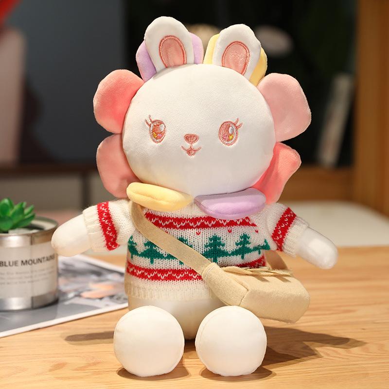 Cute Sun Flower Drag Rabbit Plush Doll Doll Creative Children's Rag Doll White Rabbit Birthday Gift