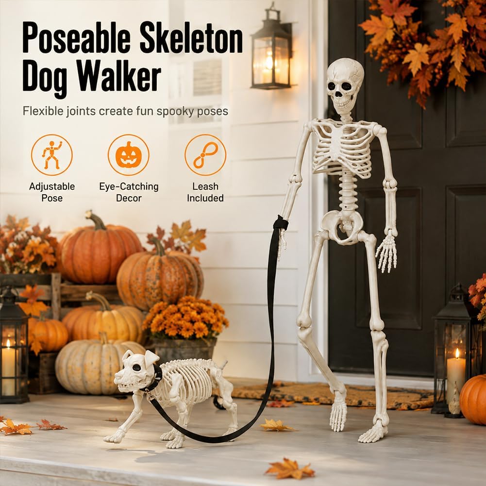 Halloween Skull Dog Decor Set White