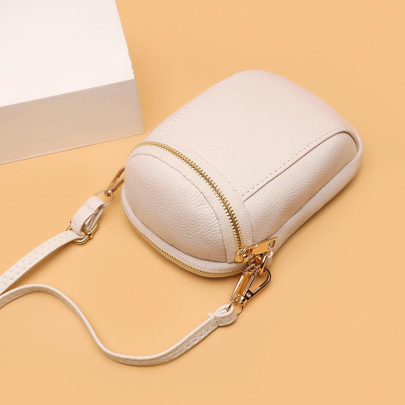 Leather women's bag first layer cowhide mobile phone bag new trendy fashion simple shoulder messenger bag small bag