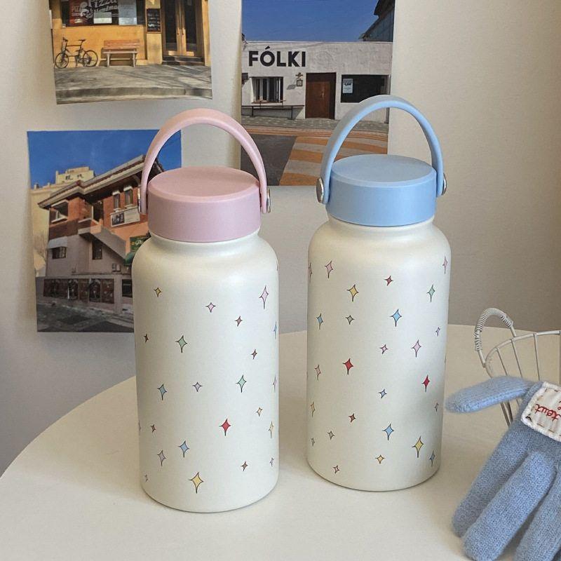 Fancy Star Large Capacity Vacuum Cup Cute Handheld Cup Stainless Steel Water Cup Portable Portable Water Kettle Couple