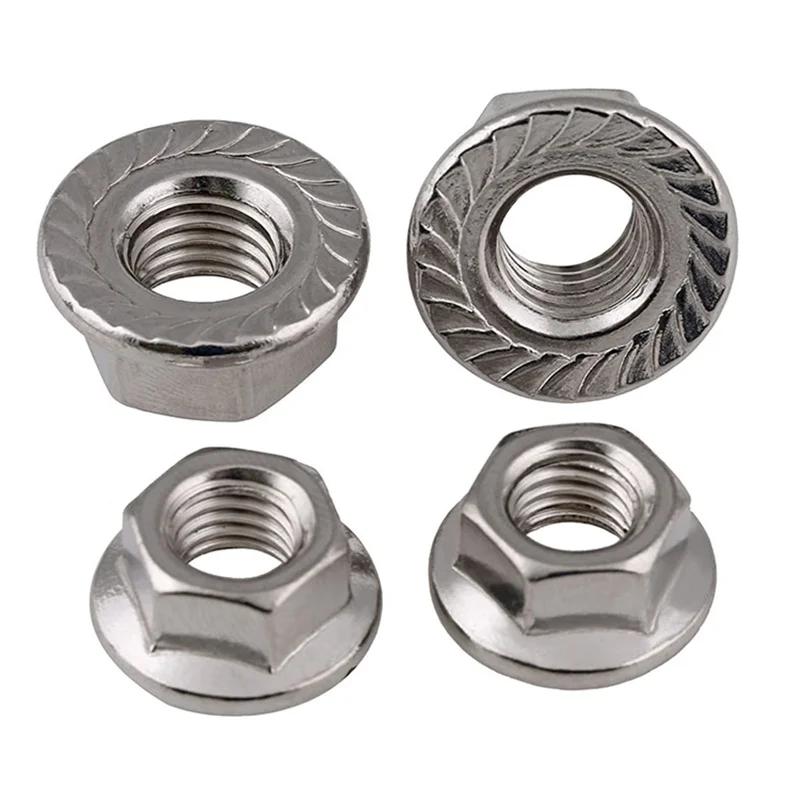 M2 M2.5 M3 M4 M5 M6 M8 M10 M12 M14 M16 M20 316/304 Stainless Steel Carbon Steel Hexagon Flange Nut Hex Lock Nuts With Pad