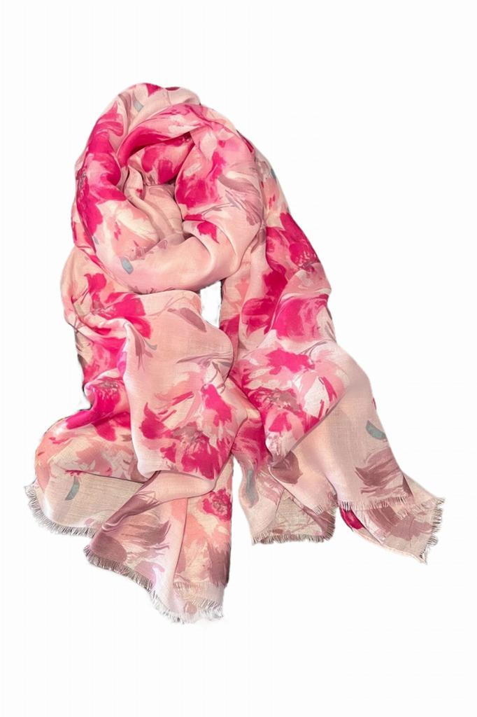 Pink Floral Shawl - Light and Feminine Accent 180x90