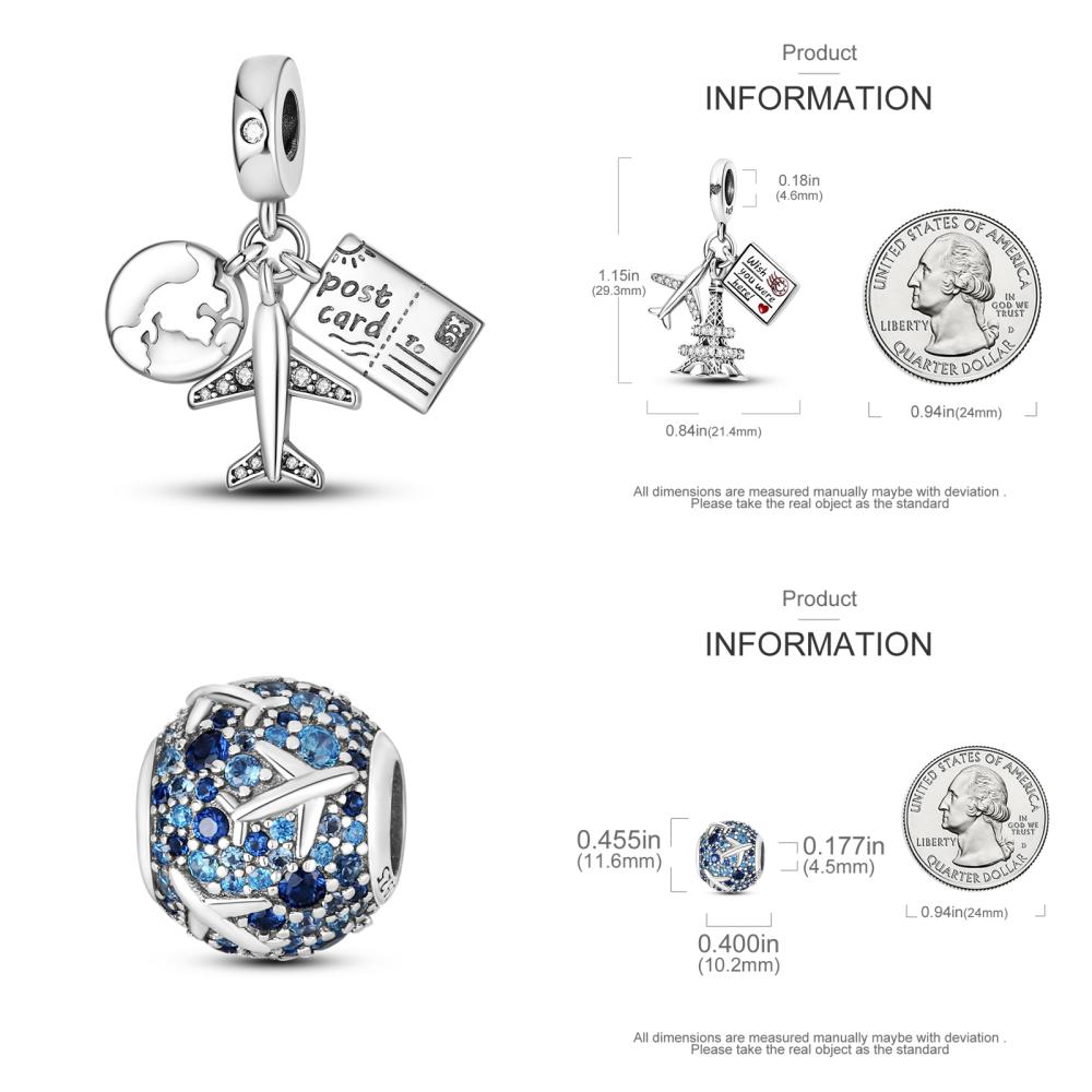 Panpoki 33 Style Copper Charms Travel Series Pendant Beads Fit Fine Bracelets & Bangles Diy Women Jewelry