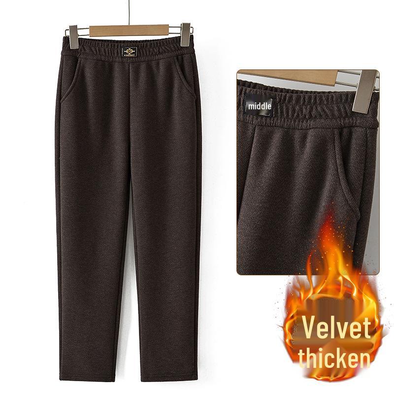 Mom s Fleece-Lined High-Waist Winter Pants – Warm, Thick, Straight-Cut for Middle-Aged & Elderly Women 2XL