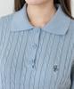 SELITIO Women'S Color Point Cable Collar Knit Cool Grey