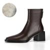 Móda NOVÉ Podzim/Zima Dámské Boty Boty z Pravé Kůže pro Ženy Čtvercová Špička Robustní Podpatek Boty Zip Kotníkové Boty Stručné Moderní Boty