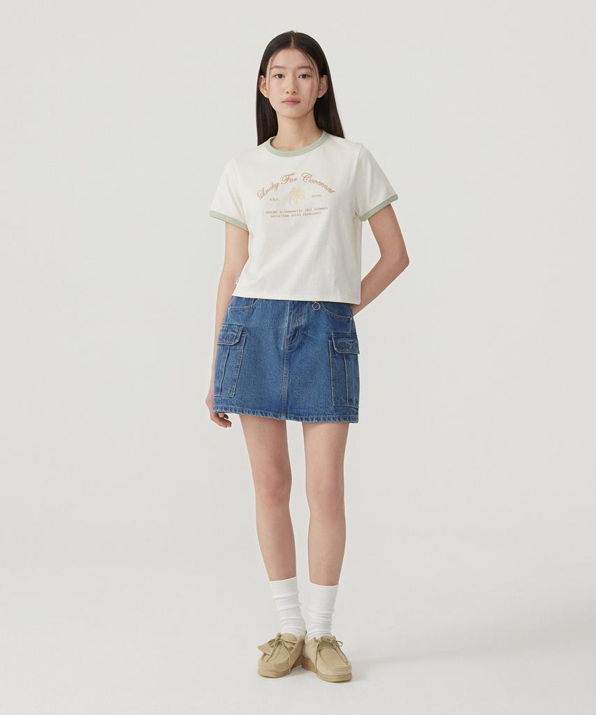 COVERNAT WOMAN Summer Graphic Ringer T-Shirt Ivory