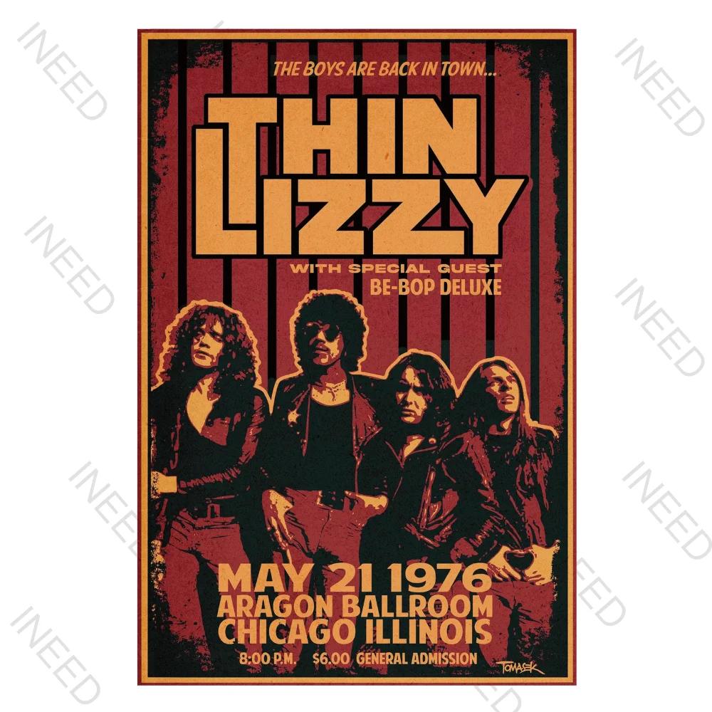 INEED Rétro Vintage Rock N Roll Groupe Panneau en Étain Affiche de Musique Plaque Décorative Plaque en Métal Pour Cave d'Homme Club Décor Mural Maison