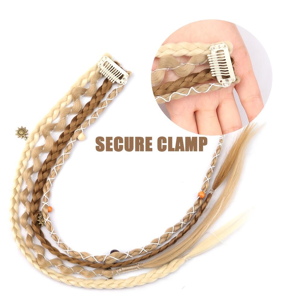 18-Inch Hand-Woven Bohemian Style Clip-In Braids Extension Piece, Bohemian Dreadlock Style, Synthetic Fiber Weave Extension for Women