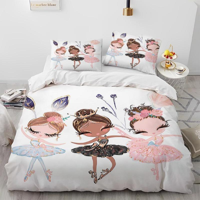 Girls Ballet Dance Duvet Cover Three-Piece Bedding 3D Printed Sheet Quilt Cover Pillowcase