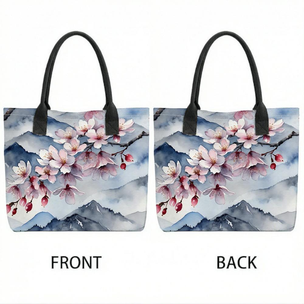 Watercolor Cherry Blossom Print Tote Bag