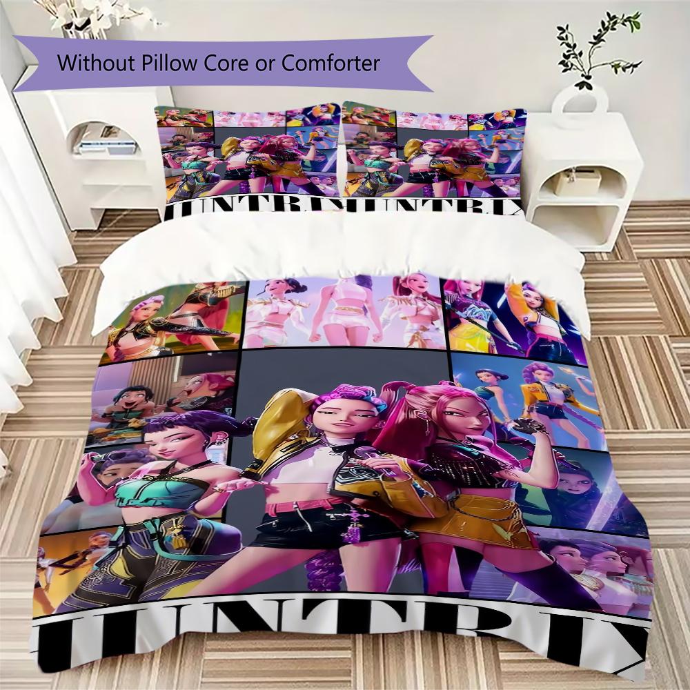 Kpop Demon Hunters Threepiece Set 1 Duvet Cover 2 Pillowcase Without Core Without Core Christmas Birthday Gift Bedding Set