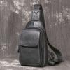 Herren Leder Brusttasche Erste Schicht Rindsleder Outdoor Freizeit Messenger Rucksack Multifunktional Schulter Kleiner Rucksack