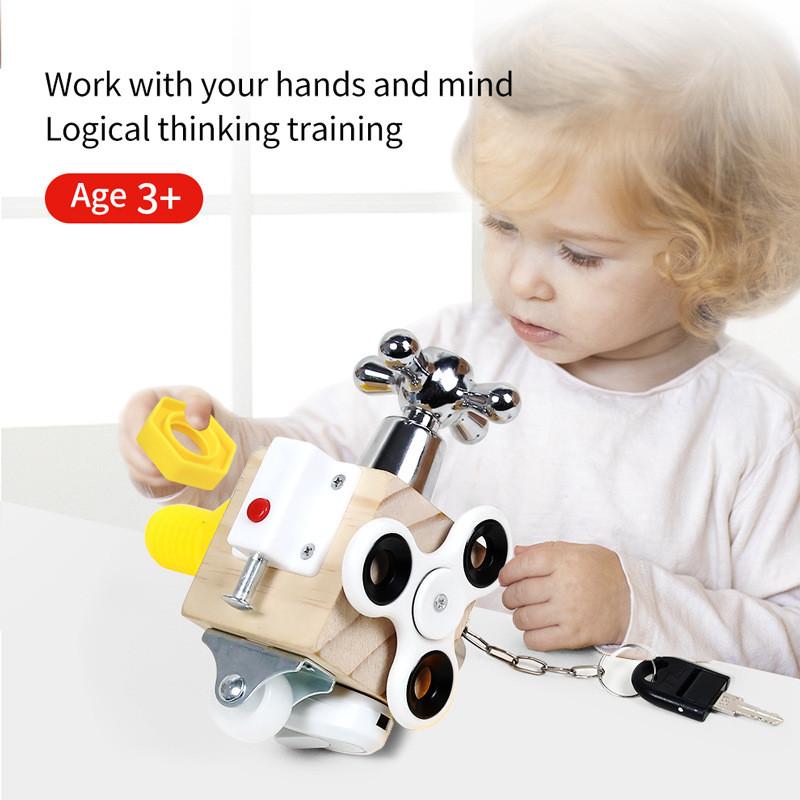 Puzzle 3d Wooden Lock Toy Kids Early Education Cognitive Learn Skill Unlock