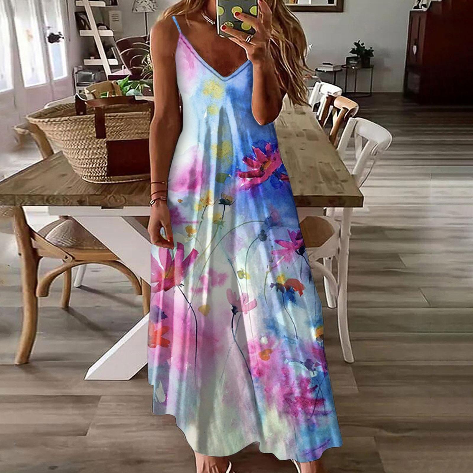 Модное женское повседневное тонкое платье без рукавов с принтом и пуловером XXXL — фото 6