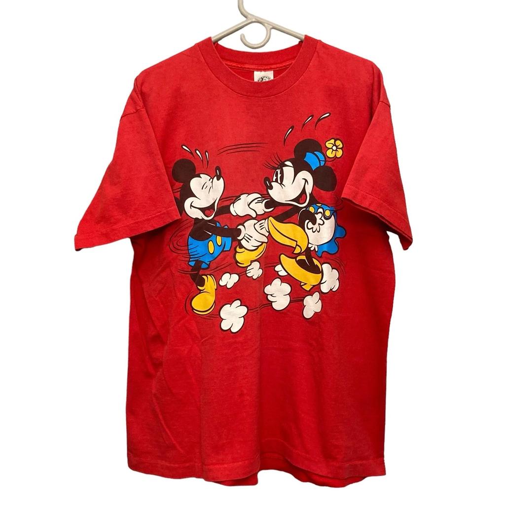VTG Mickey & Minnie Mouse Dancing Red T-shirt OS XL Single Stitch Made In USA