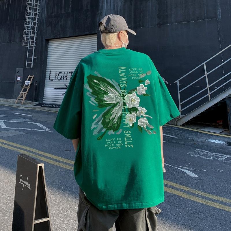 Vintage T-shirt Short Sleeve Men's Summer Design Sense Vibe Print Oversize Half Sleeve T-shirt