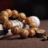 Plum Blossom Bone Inlay Prayer Beads Bracelet with Chen Mei Hua Wood and Six Paths Wood Grain