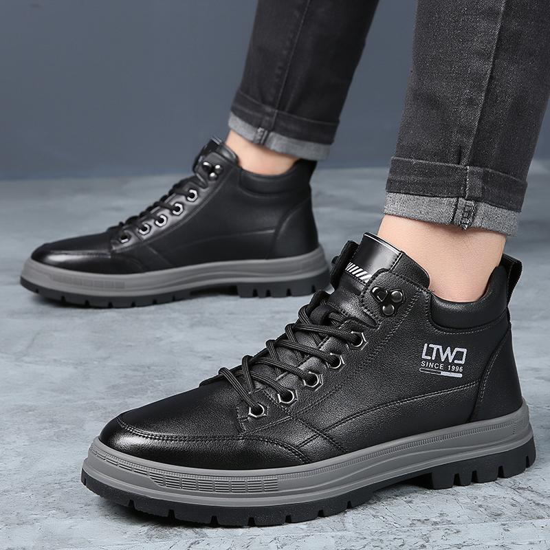 men Leather Boots Men's Retro Motorcycle Fashion Shoes For Men Botas lace up shoes Hombre Chaussures Pour Hommes Bottine Homme