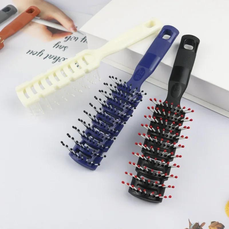 Men Plastic Vent Hair Brush Comb Anti-Static Massage Care Ribs Back Curly Styling Salon Nine-Row