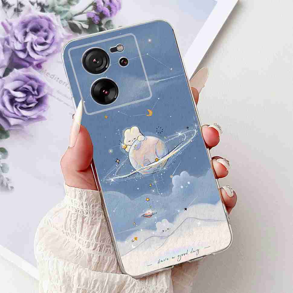 For Xiaomi Mi 13T 5G 6.67" Case Cartoon Bear Soft Silicone TPU Cover For Xiaomi Mi13T 5G 2306EPN60G 6.67" Colorful Flowers Shell
