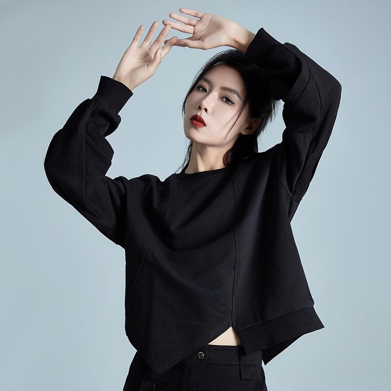 

Dimanaf 2024 Осень Большие Размеры Женская Оверсайз Свободная Однотонная Рубашка Базовые Топы Футболки Повседневная Модная Рубашка С Длинным Рукавом M чёрный