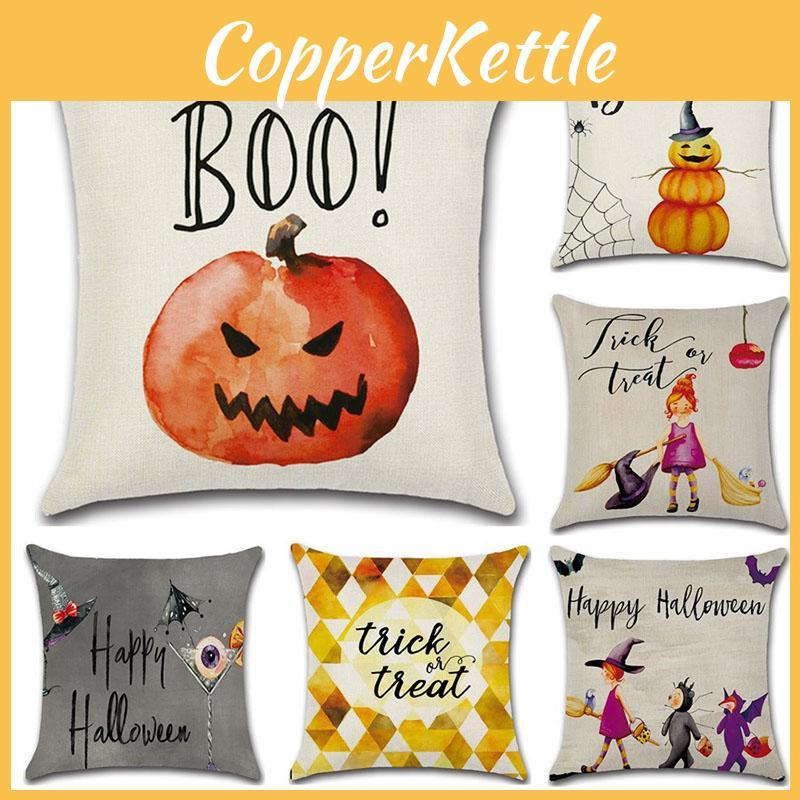 Premium Quality Halloween Pumpkin Linen Throw Pillow Cover For Sofa Home Decoration